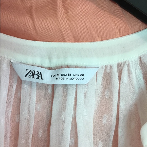 Zara, Elegant Swiss dot chiffon peasant blouse - Picture 4 of 8